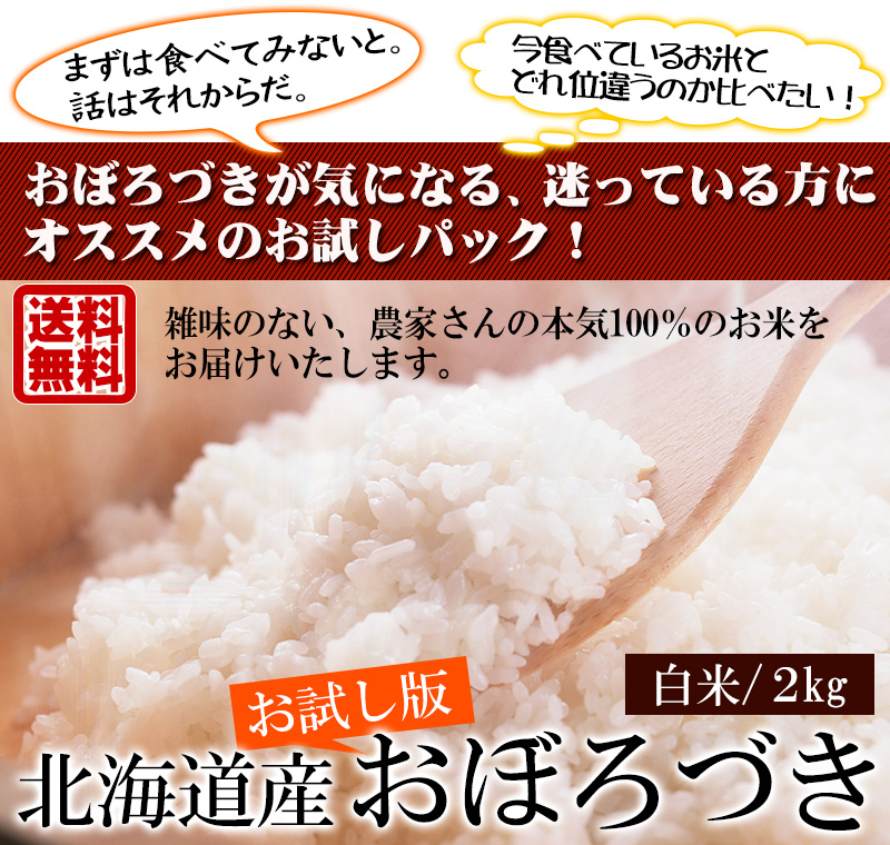 お試しパック 北海道産おぼろづき 白米 2kgの通販 最北の海鮮市場