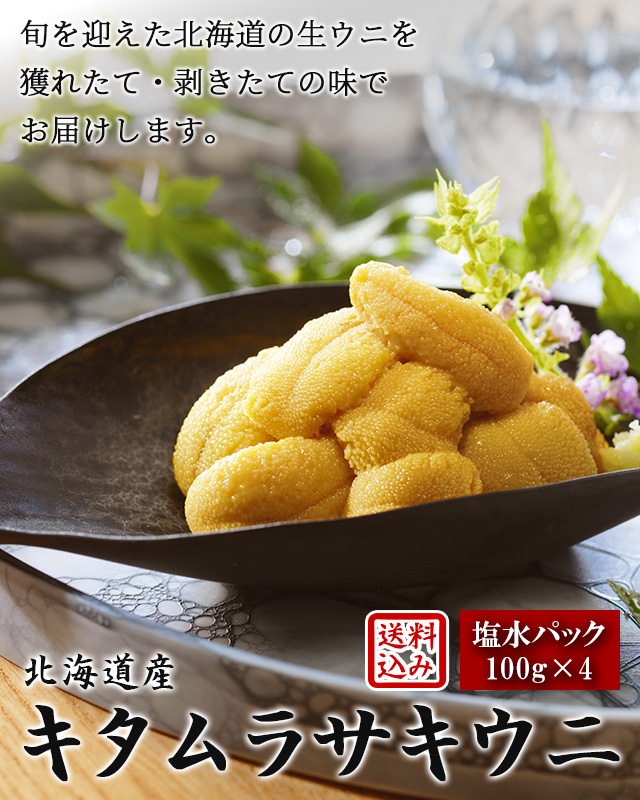 北海道産キタムラサキウニ塩水パック100g×4の通販｜最北の海鮮市場