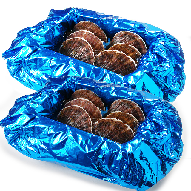 北海道野付産「活」ホタテ4kg箱(特大11枚前後)＜生冷蔵＞