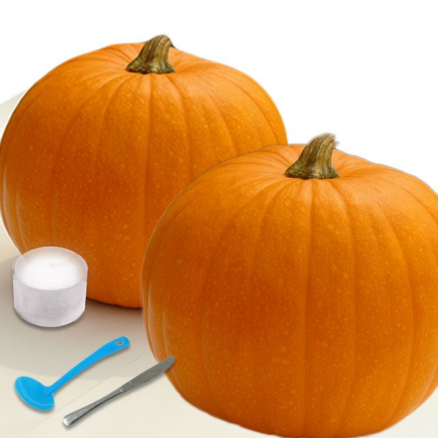 ハロウィンかぼちゃ販売(L～2Lサイズ2玉セット)ランタンがすぐに作れる付属品付き  最北の海鮮市場
